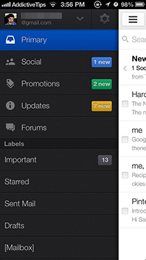 Εισερχόμενα με καρτέλα Gmail-iOS