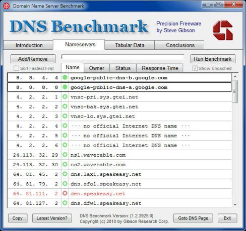 Benchmark server nome dominio