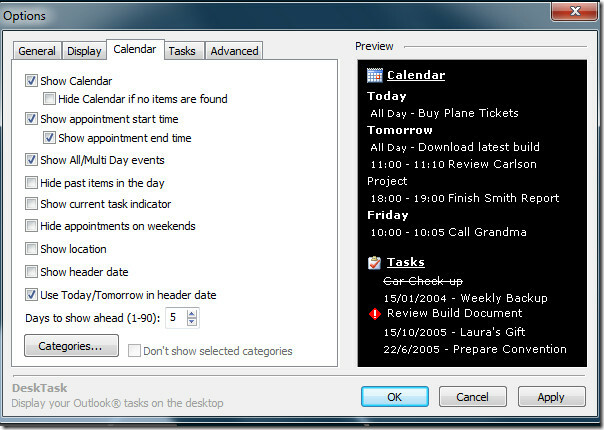 Calendario di Outlook 2010 DeskTask