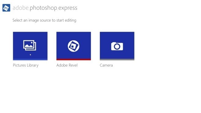 Adobe Photoshop Express - kezdőlap