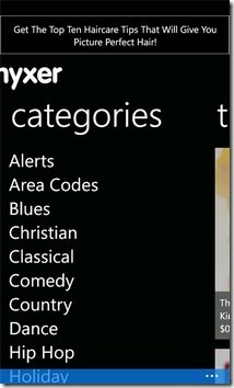 Myxer za WP7 kategorije