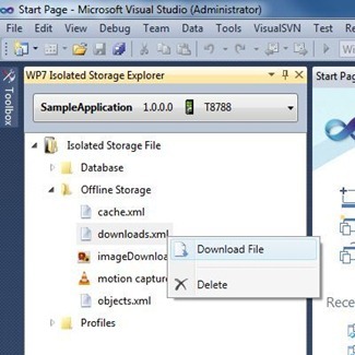 WP7 Isolated Storage Explorer Visual Studio