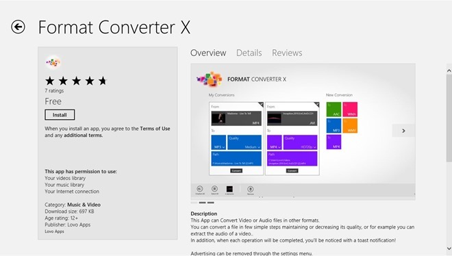 Convertitore di formati X_Windows Store