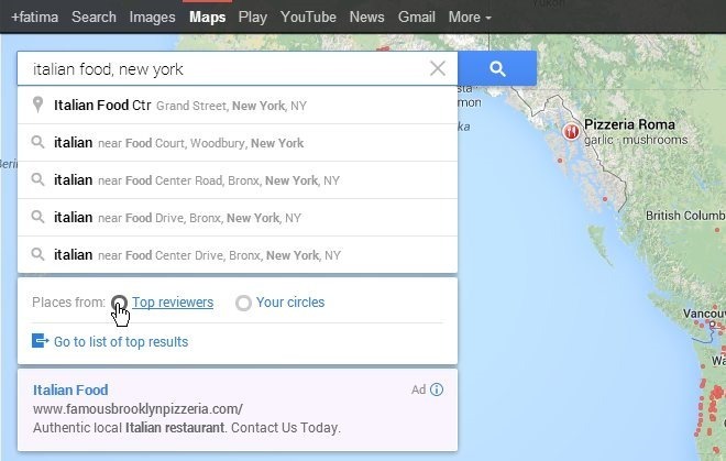 Vyhledávání v Mapách Google