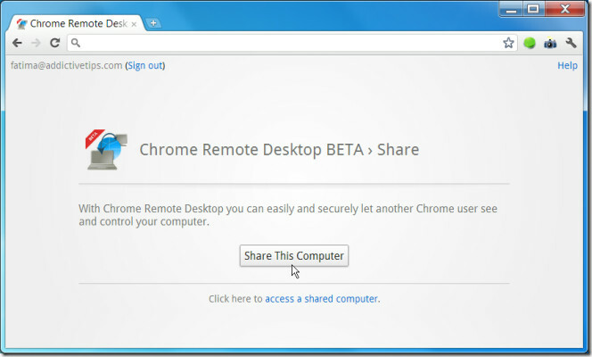 Chrome Remote Desktop BETA-deling