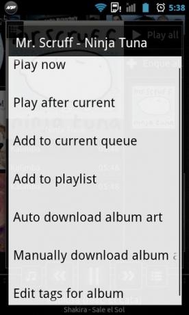 N7-zene-lejátszó Android-dal-Album-opciók