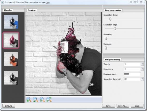 filtro fotografico tintii, applicazione dell'effetto colore