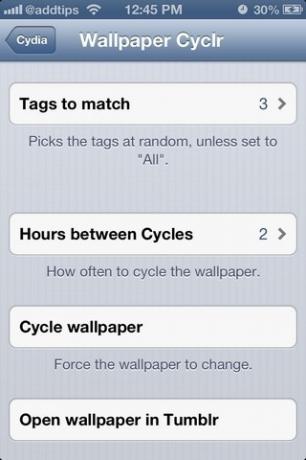 Taustakuva Cyclr iOS -asetukset