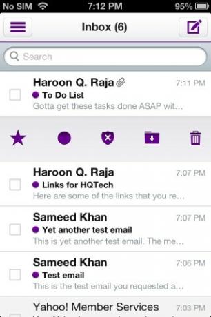 Yahoo! Mail iOS Inbox