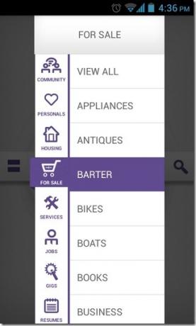 Mokriya-Craigslist Android-iOS-kategóriák