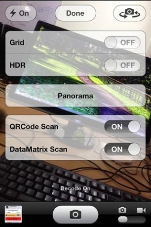 Decodeer Camera iOS-opties