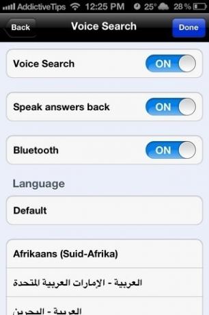إعدادات البحث الصوتي لـ iOS