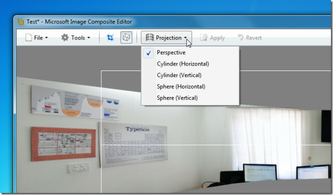 Proiecție editor Microsoft Image Composite