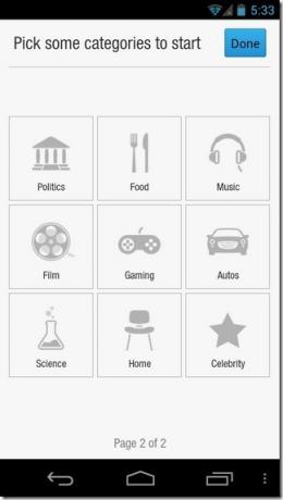 Flipboard-Android-kategorier