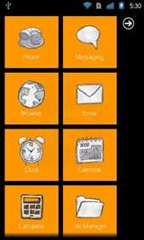 WP7-käynnistysohjelman Android-teema oranssi