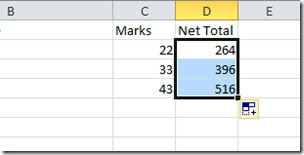 Täitke Cels Excel 2010