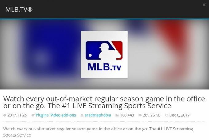 Paras Kodi Sports Addon 5 -MLB-urheilu