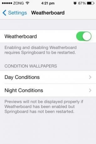 تمكين Weatherboard iOS