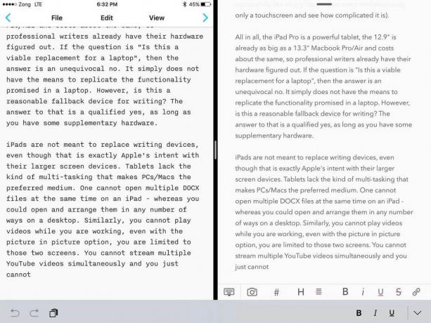 Γραφή πολλαπλών παραθύρων στο iPad Pro