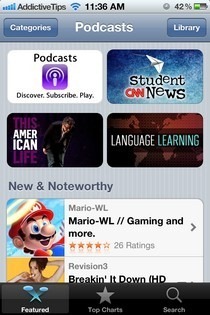 Katalog Podcasts iOS