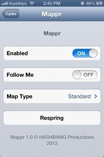 Mappr iOS-innstillinger