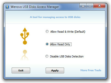 מנהל הגישה לדיסקי USB של Wenovo