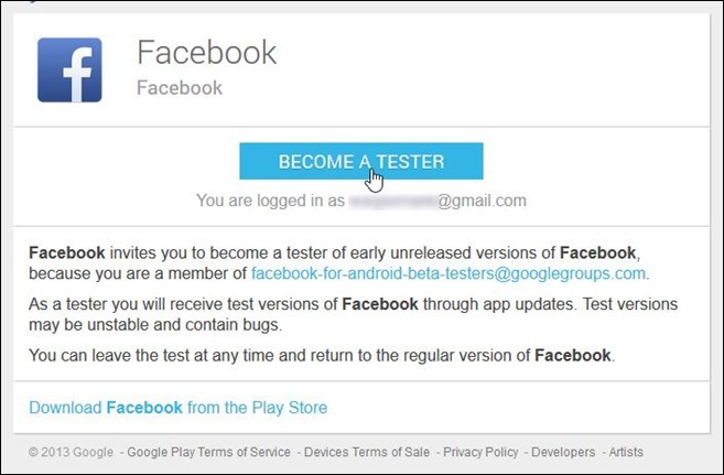 Facebook Beta Testing Program_Schritt 2