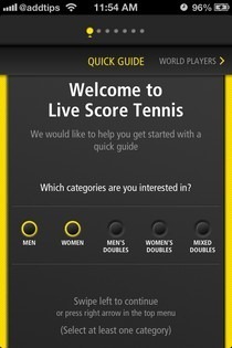 Live Score Tennis iOS Categorías