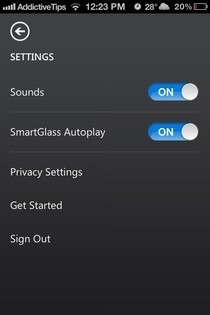 إعدادات Xbox SmartGlass iOS