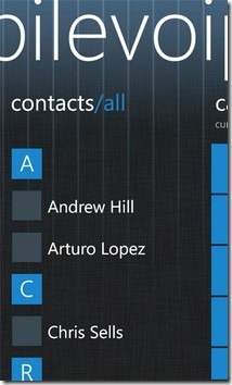 MobileVoIP за WP7 контакти