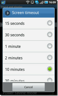 android-screen timeout
