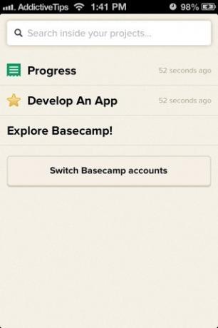 „Basecamp iOS Home“