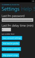 „ScrobbleMe“ yra nemokamas, paprastas „Last.fm“ „Scrobbler“, skirtas „Windows Phone“