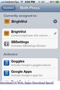 Aktivátor BrightVol pro iOS