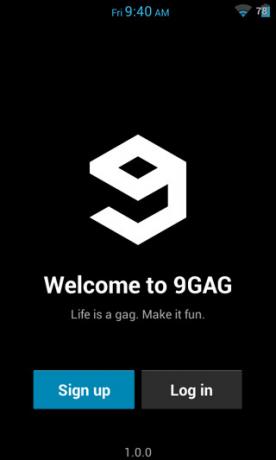 9GAG-Android-شاشة تسجيل الدخول