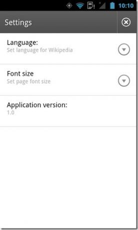 Wikipédia-Android-Beállítások