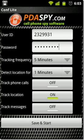 01-matkapuhelin Spy Pro -Android-asetukset