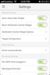 Paramètres iOS de BatteryDoctorPro
