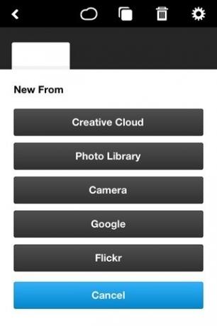 Options iOS d'Adobe Ideas