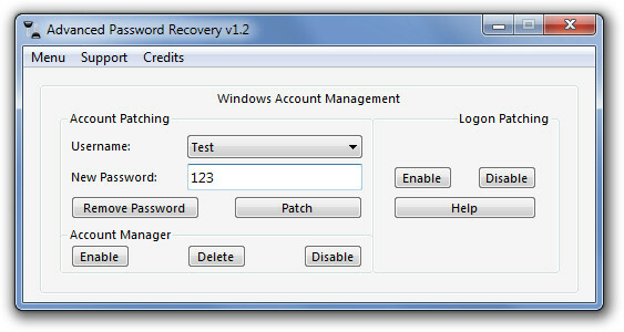 استعادة كلمة المرور المتقدمة - إدارة حساب Windows
