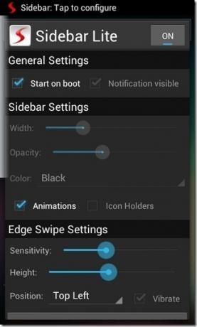 Sidebar-Android-postavke