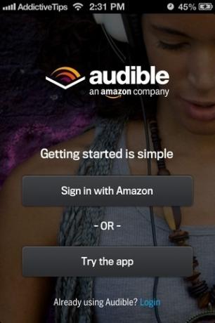 Audiolibros desde Audible iOS Login