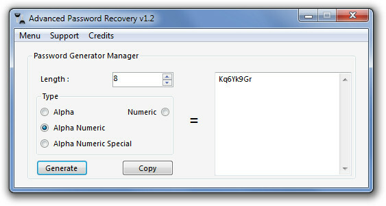 Advanced Generator Recovery Password Generator