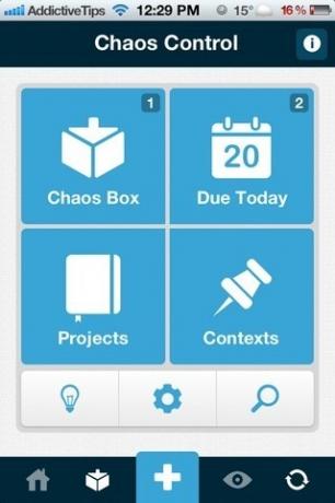 „Chaos Control iOS“ pagrindinis puslapis