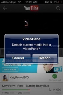 „VideoPane iOS“ pranešimas