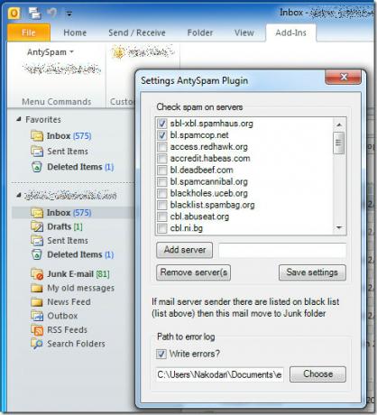 مكافحة البريد المزعج Outlook 2010
