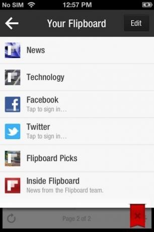 Pagina iniziale di Flipboard per iPhone