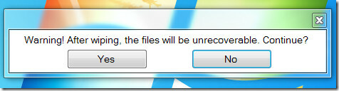 Ingyenes File Wiper törlési figyelmeztetés