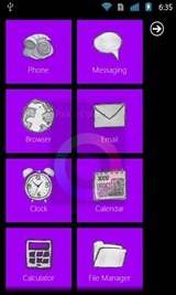 WP7-käynnistysohjelman Android-teema violetti