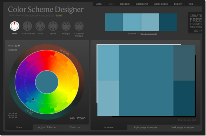 Diseñador de esquemas de color